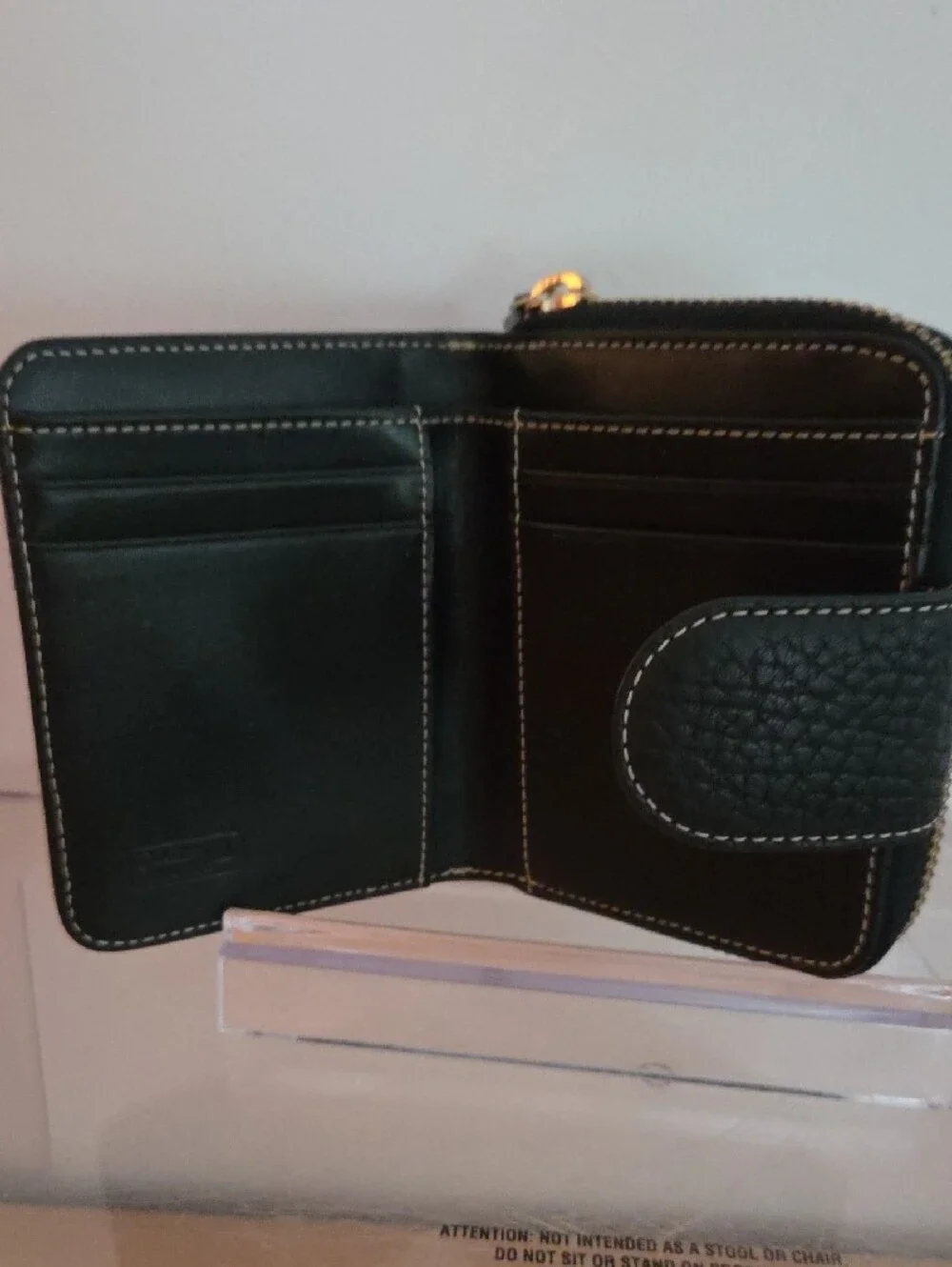Dooney & Bourke Vintage Black & Gray Monogram Sm. Flap Snap Wallet